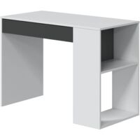 Schreibtisch Boise, Wendeschreibtisch mit Schublade, Arbeits- oder Bürotisch für PC, cm 101x50h73, Weiß und Anthrazit