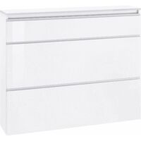 Dmora - Schuhschrank Dlukak, Mehrzweckschrank mit 2 Türen und 1 Klapptür, Eingangsschuhregal, 100 % Made in Italy, cm 120x27h108, glänzend weiß