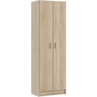 Mehrzweck-Kabinett Portsmouth, Beistellschrank mit 2 Türen, Moderne Schuhregalgarderobe, Vertikales Schuhregal, cm 59x37h180, Eiche
