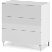 Schubladenschrank Baltimora, Kommode mit 3 Schubladen, Kommode für Schlafzimmer, Moderne Kommode, cm 80x40h80, Weiß