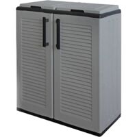 Dmora Abfallschrank für den Innen oder Außenbereich, 2 türiger Abfallschrank mit 2 Türen für die getrennte Abfallsammlung, 100 % Made in Italy, 68 x 37,84 cm, Farbe Grau