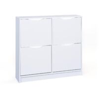 Schuhschrank mit vier Klapptüren, weiß 90 x 25 x 100