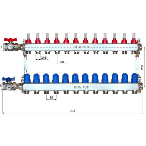 Edelstahl Heizkreisverteiler 2 - 12 fach mit