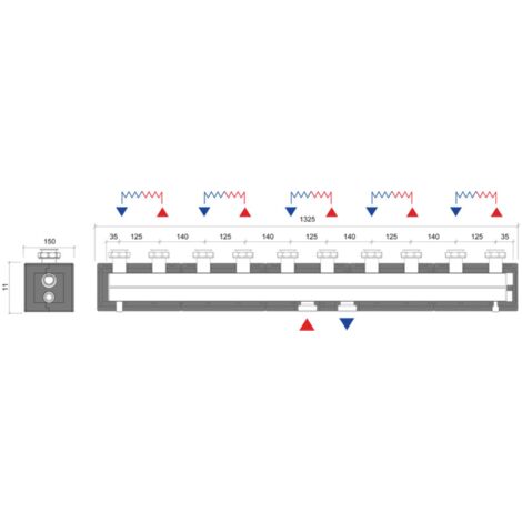Verteilerbalken DN32 für Pumpengruppen 2 bis 5 fach