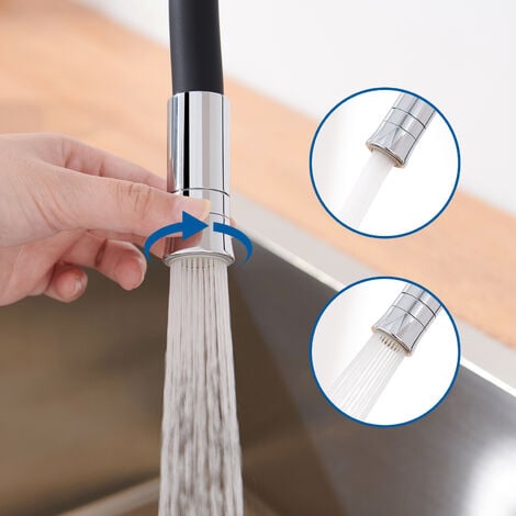 Diceevil Küchenarmatur Grau - 3 Sprühmodi & 360° Schwenkbar Mit 2 Schläuchen