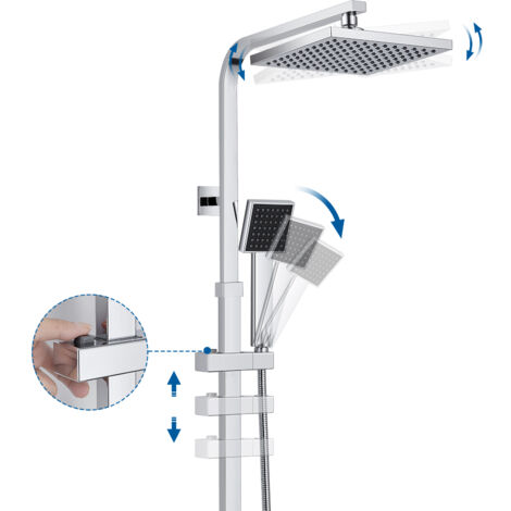 AURALUM Duscharmaturen Set Duschsystem mit Thermostat 38℃, Regendusche mit Thermostat Duscharmatur