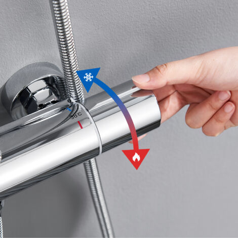 Duschset Duschsystem Bad Regendusche mit Thermostat Duschset Duschsäule Duschsystem Duscharmatur Kopfbrause mit Handbrause Set für Badezimmer