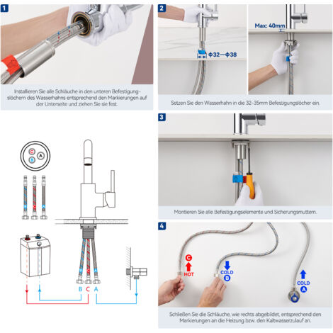 Auralum Niederdruck Wasserhahn Bad, 360° drehbare Waschtischarmatur Bad, Waschbecken Armatur mit hohem Auslauf, Mischbatterie für Badezimmer, Chrom