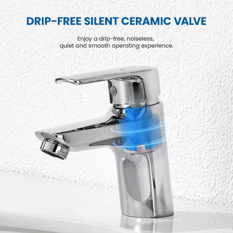 Auraum Wasserhahn Bad Armatur, Waschtischarmatur Messing Waschbecken Armatur, Badarmatur Warm Kalt Mischbatterie Einhandmischer fürs Badezimmer