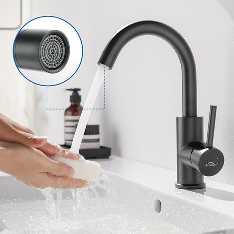Auralum Badarmatur Wasserhahn Bad Modern Waschbecken Mischbatterie Einhebelmischer Waschtischarmatur Armatur für Badezimmer