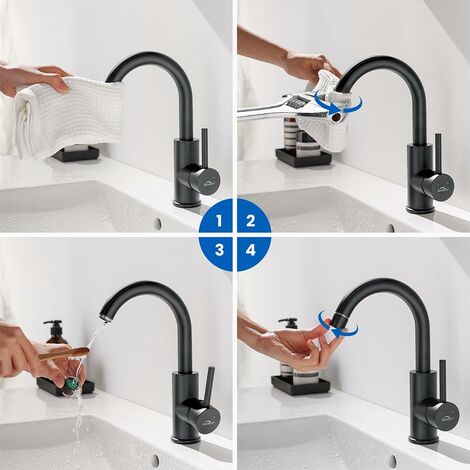 Auralum Badarmatur Wasserhahn Bad Modern Waschbecken Mischbatterie Einhebelmischer Waschtischarmatur Armatur für Badezimmer