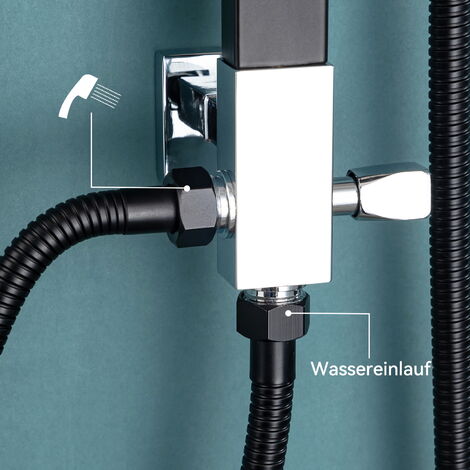 Schwarz Moderne Design Duschset Duscharmatur Duschsystem mit Regendusche und Duschkopf Handbrause für Badezimmer, ohne Armatur