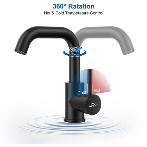 Auralum Bad Wasserhahn Einhandmischer 360° Drehbar Waschtischarmatur Mischbatterie Amaturen Waschbecken Bad Waschtisch Armatur für Badezimmer