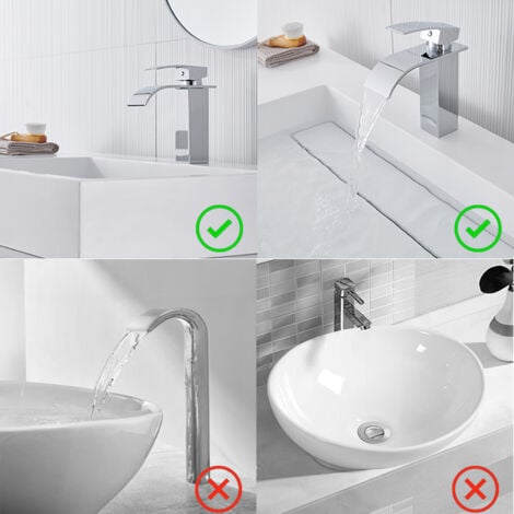 Auralum Wasserfall Wasserhahn Bad Armatur CHROM, Waschtischarmatur Mischbatterie Waschbeckenarmatur Einhandmischer für Badarmatur und Waschbecken