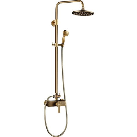 Auralum Messing Duschsystem mit schwenkbarer Duscharm für die Wandmontage Badzimmer Duscharmatur Regendusche mit höhenverstellbar Duschstange