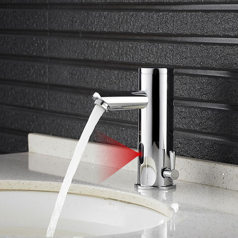 Infrarot Sensor Wasserhahn Fürs Badezimmer – Berührungslos, Batteriebetrieben | Mit Temperaturregler | Galvanisiert