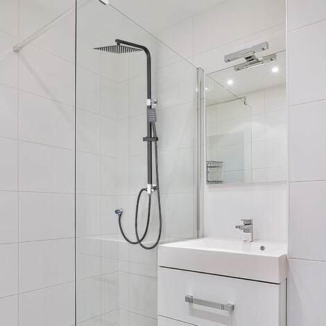 Auralum Duschsystem ohne Wasserhahn Edelstahl Regendusche ohne Armatur inkl. 10 Zoll Duschkopf und Handbrause, Duschset Höhenverstellbar aus 69-113cm