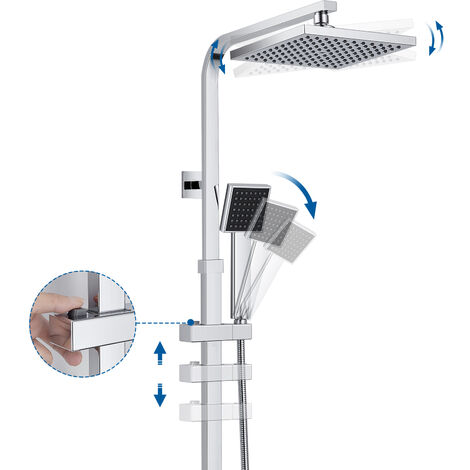 Auralum Duscharmaturen Set Thermostat Duschset Duschsystem Duscharmatur mit Handbrause und Regendusche