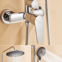 Auralum Duschset Duschsystem Duschsäule ohne thermostat Ultradünne Kopfbrause Regendusche verstellbar Handbrause Höhenverstellbare Duschstange
