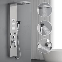 LED Edelstahl Duschpaneel Duschsystem 5Funktionen mit Massagedüsen Regenduschset 