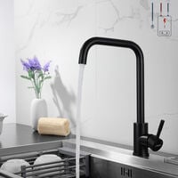 Lonheo Niederdruck Wasserhahn Küche Armatur aus Edelstahl, 360° Schwenkbar Küche Mischbatterie Einhebelmischer, schwarz