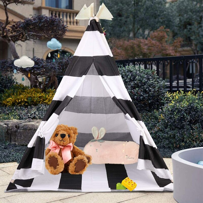 Tipi Enfant avec Tapis Rose Exterieur Interieur Tente Anti UV Bébé Cabane  Chambre Fille Garcon - 120x120x130