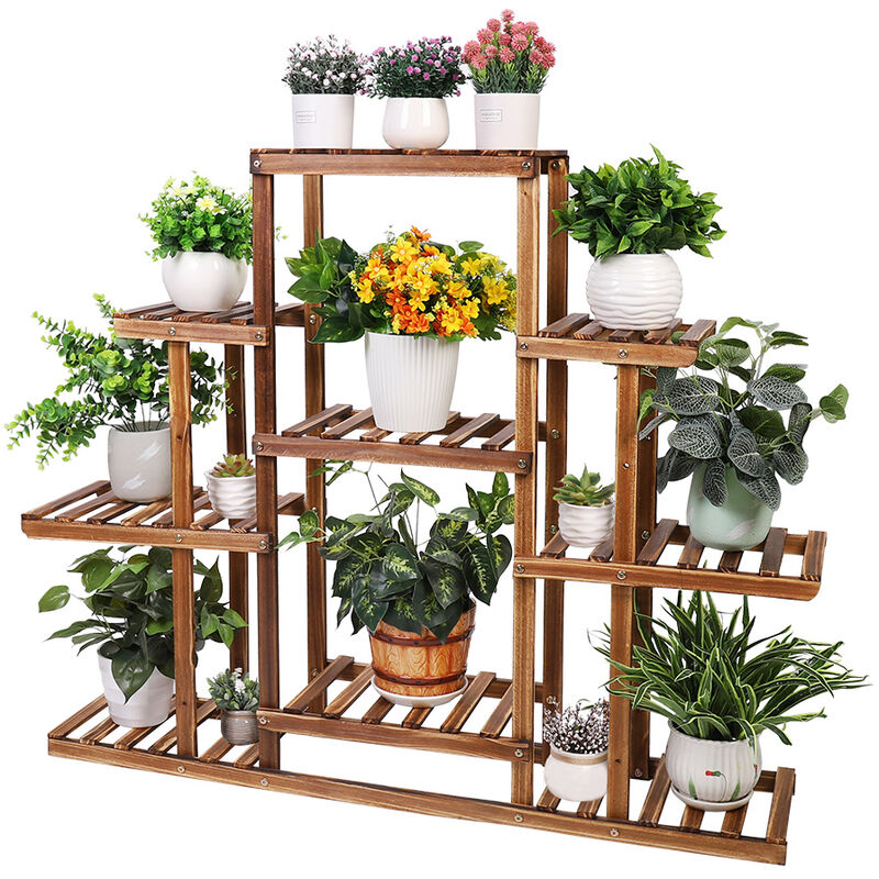 Étagère échelle En Bois Pliable 4 Niveaux - Bois De Sycomore Naturel - 112 Cm De Haut - Pour Plantes, Rangement Salon/balcon