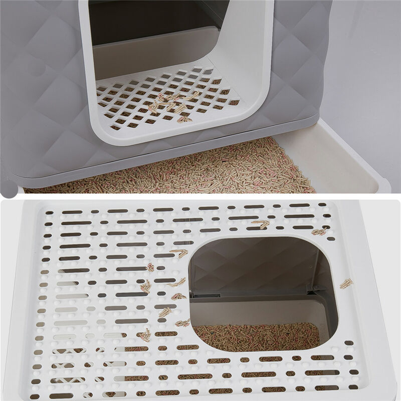 BingoPaw Bac à Litière Fermée Pliable: Maison de Toilette Grande Taille  Chat Anti Odeur Portable avec Tiroir et Pelle 43x40.5x37.5cm