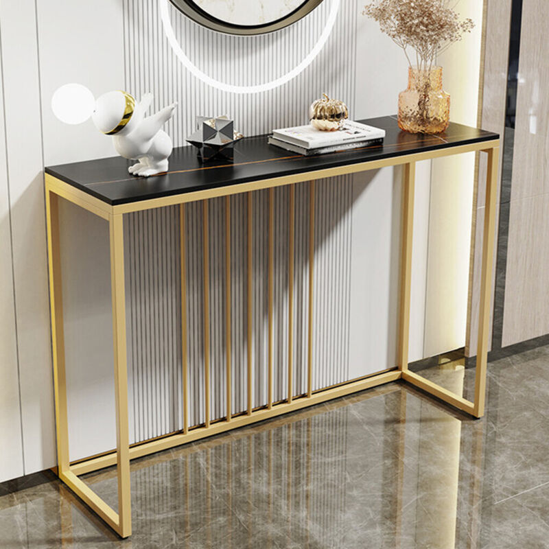 Console D'entrée étroite Avec Plateau Marbre - Style Industriel, 100 Cm - Pour Hall, Salon, Entrée