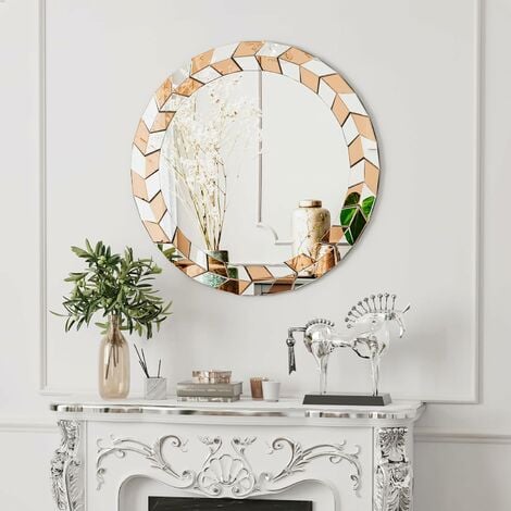 Miroir Mural Rond Déco: Miroirs Muraux Design Décoration pour Salon Entrée  pour Salle de Bain Chambre Maison - 60x60cm