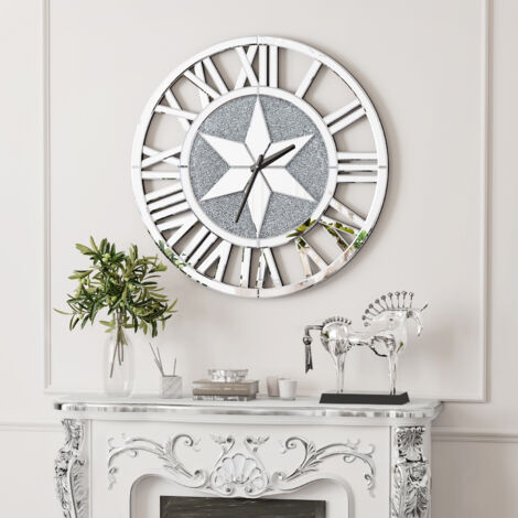 Grande Horloge Murale Design Métal Doré 56x36 Cm - Style Art Déco - Moderne