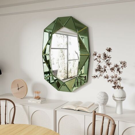 Luvodi – Miroir mural biseauté 100x72cm – Cadre en verre émeraude – Design moderne pour salon, chambre et entrée – Réflexion claire sans distorsion (1/3)