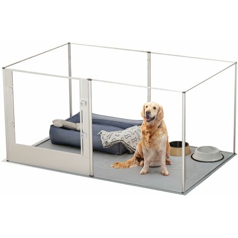 Bingo Paw – Enclos pour chien intérieur 80cm en acrylique – Résistant aux chocs – Dimensions 163x102.5cm – Caisse de mise bas pour grands animaux