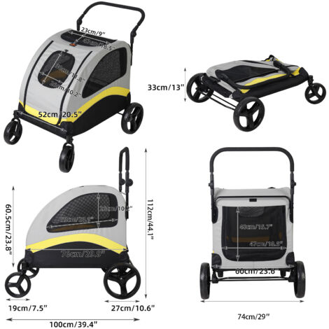 Poussette Pliable Chariot Pliant pour chien et chat Animal de