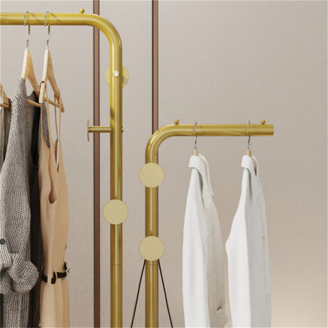 Womio Portant à vêtements en métal avec penderie pour vêtements Doré