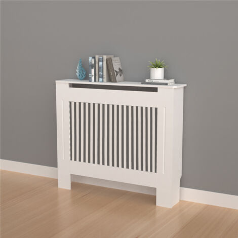 Cache Radiateur Blanc - Grille Cache Radiateur Maison en MDF Couvre Radiateur Bois Cache-Radiateur Mural Couverture de Radiateur - Vertical M H92 x W111 x D19 cm