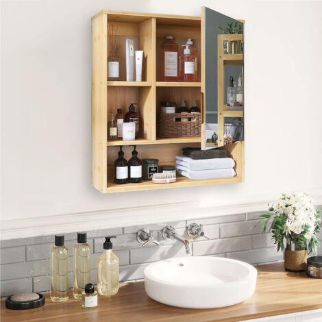 Armoire Murale De Salle De Bain Gloria - 33x84 Cm, Blanc Ou Sonoma, 2 étagères, Porte Battante, Facile à Monter