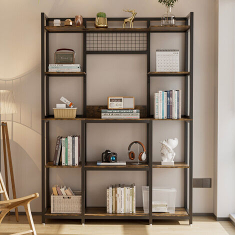 Unho – Bibliothèque industrielle 5 étagères ouvertes – Structure en métal et MDF – Dimensions 120 x 30 x 170 cm – Charge max 156 kg (1/5)