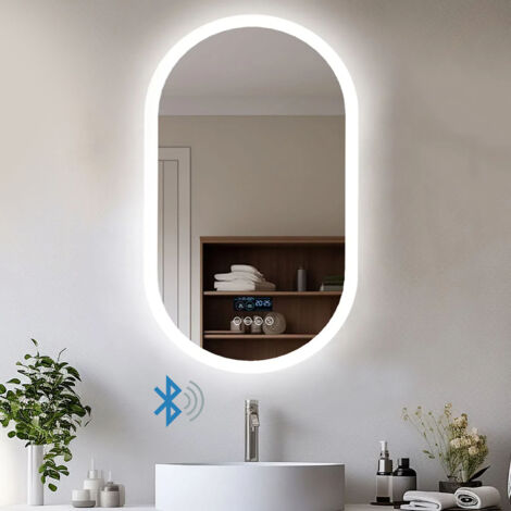 Dripex Miroir Salle de Bain Anti-buée 50cm, Miroir LED Rond avec