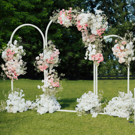 Lot de 3 Arche Mariage Blanc en Métal Grand Support pour Ballons, Arrangement floral, Décoration pour Studio Photo, Fête, Cérémonie, Banquet (1/5)