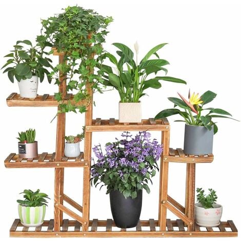 ShopLaLa Lot de 2 pots de fleurs muraux en bois à suspendre pour plantes  d'intérieur 