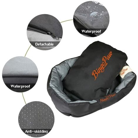 Panier Chien Imperméable de Grande Taille avec Coussin Intérieur Détachable Lit Doux pour Gros Chien Taille XL 110x80x25cm