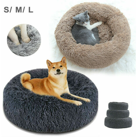 Panier Chien Chat En Peluche Moelleux Confortable Lit De Couchage Rond Doux Et Moelleux Taille M