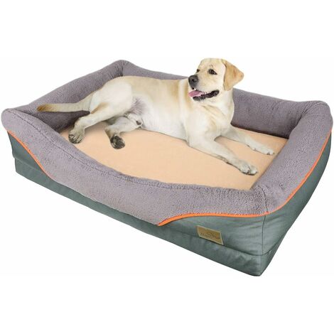 Unho – Panier pour chien grande taille L 90x50x28cm – Lit lavable et imperméable – Coussin moelleux avec bords rembourrés – Distributeur de sacs à déchets inclus (1/5)