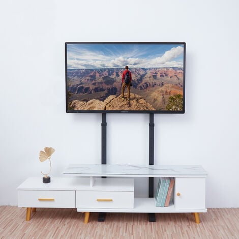 UNHO Meuble TV Pied pour LED LCD Ecrans de 32-65 Pouces Fixation VESA 600x400 pour Samsung Sony LG Charge 40kg