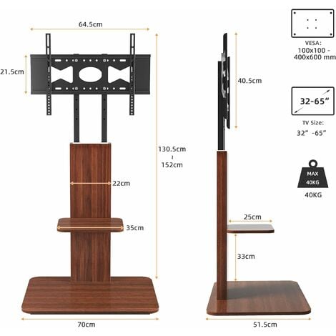 Support TV Roulette Universel 65 Max 50kg