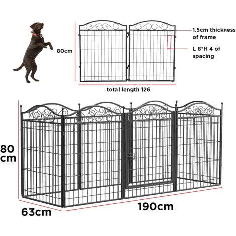 Enclos Chien Exterieur Interieur Grande Taille Parc pour Chien Chiot Lapin 80 x 63cm Métal