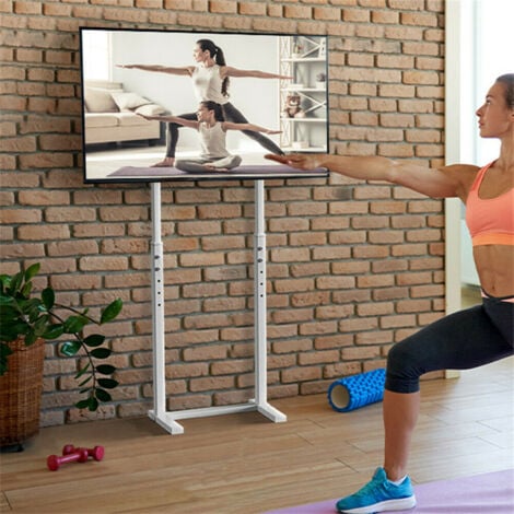 Support TV Sur Pied - Pied TV Universel Meuble Pour LCD/LED/Plasma de 32-65 Pouces Hauteur Réglable - Charge 40kg VESA 600x400mm Blanc
