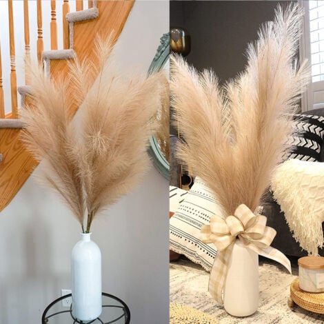 Lot de 3 Herbes de la Pampa Sechees Artificielle 110cm Deco Bohème pour Mariage Salon Chambre - Marron