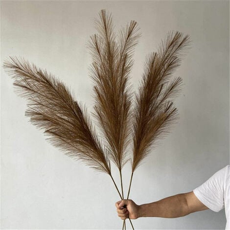 Lot de 3 Herbes de la Pampa Sechees Artificielle 110cm Deco Bohème pour Mariage Salon Chambre - Marron